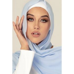 𝅺Baby Blue Chiffon Hijab Hair Head Wrap Scarf